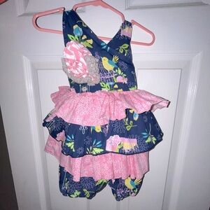 💟3/$15 Mustard Pie Floral Romper 12M